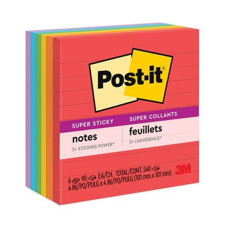 POST-IT Pad, Post-It 4"X4", Neon, PK6 6756SSAN